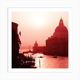 Venetian Dreams Grand Canal - photo square red black italy travel living room Art Print