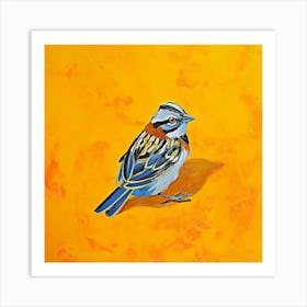 Bird On A Yellow Background Art Print