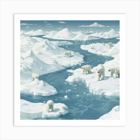 Polar Bears In The Arctic Art Print