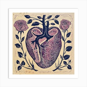 Heart With Roses Art Print