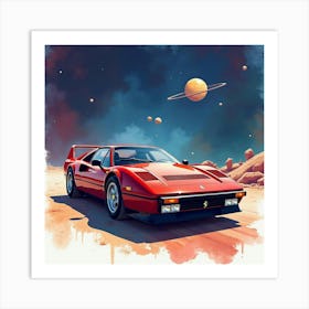 Ferrari 288 Gto In A Colorful, Watercolor Space View Art Print