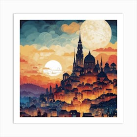 Cityscape At Night Art Print