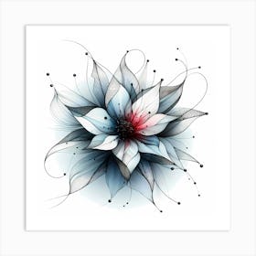 Flower - Abstract Line Art Illustration 259 Art Print