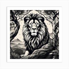 Lion In The Forest 62 Art Print