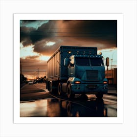 Sunset With Truck (5) Art Print