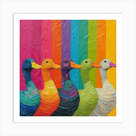Rainbow Stripe Duck Collage 1 Art Print