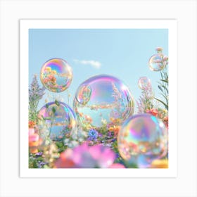 3D Crystal Balls in the Sky Art Print