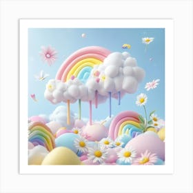 Rainbows And Daisies for Kids Room Decor Art Print