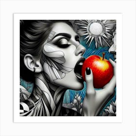 Woman Eating An Apple 2 Art Print