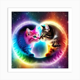 Yin And Yang Cats universal Art Print