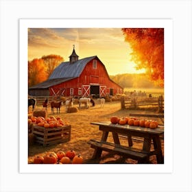 Autumn Farm Festival Capturing The Essence Of Rustic Charm Freshly Harvested Produce Spread Across (1) 2 Art Print