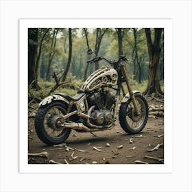 Chopper Motorcycle In The Woods Art Print