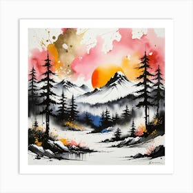 Sunset In The Mountains 9 Art Print