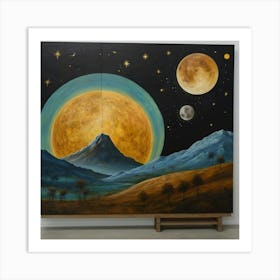 'Moon And Stars' Art Print