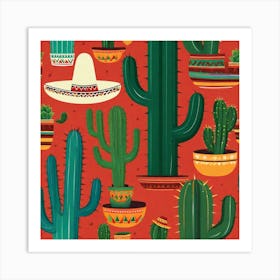 Cactus Pattern 16 Art Print