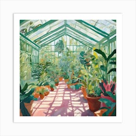 Botanical Greenhouse Series in Style of David Hockney Art Print