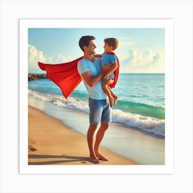 Happy Family On The Beach Art Print