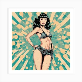 Betty Page Pop Art Bikini Dotted Burst Dominatrix Art Print