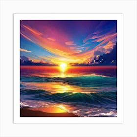 Sunset Over The Ocean 125 Art Print