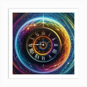 Clock In Space Art Print