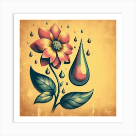 Flower With Raindrops Art Print