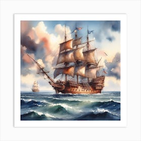 Ship In The Ocean Art Print