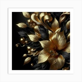 Gold Floral Art Art Print