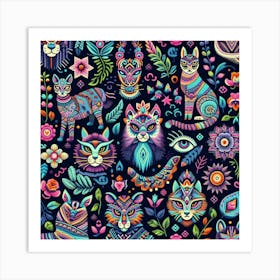 Psychedelic Cats Art Print