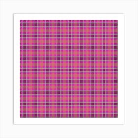 Pink Plaid Fabric 6 Art Print