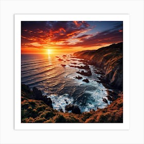 Sunset Over The Ocean Art Print