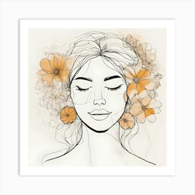 Woman With Flowers In Her Hair 2 Art Print