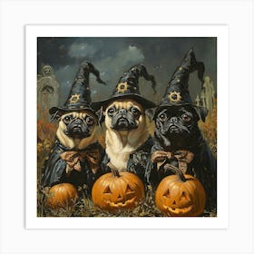 Halloween Pugs In Oil 14 Art Print