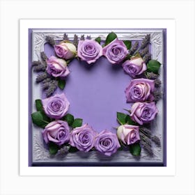 Frame Of Lavender Roses Art Print