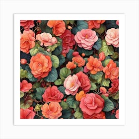 Colorful Of Begonia Square Art Print 2 Art Print