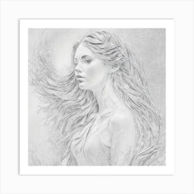 Woman With Long Hair Art Print