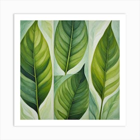 Three Green Leaves Art Print