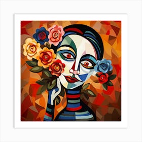 Woman With Roses 1 Art Print