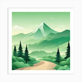 Misty mountains background in green tone 77 Art Print