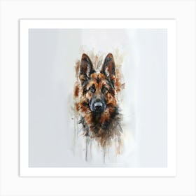 Beautiful Watercolour Portrait Of A German Shepherd Art Print