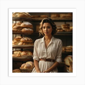 Beautiful Woman In A Bakery Art Print