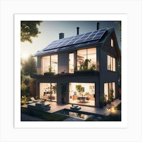 House With Solar Panels 1 Art Print