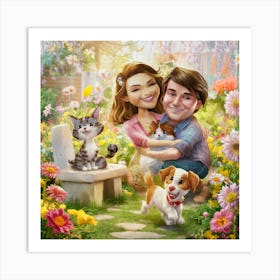 Couple In The Garden Art Print