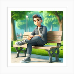 Young boy thinking about something, peaceful Art Print