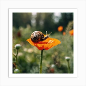 Snail On A Flower 2 Art Print