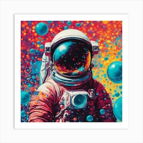 Astronaut With Bubbles Art Print