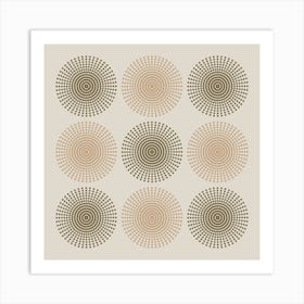 ARIES MANDALA Calming Boho Meditation Abstract Geometric in Earthy Brown and Sand on Beige Art Print