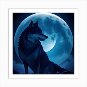 Lunar Wolf style 2 Art Print