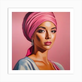 Woman In A Pink Turban Art Print