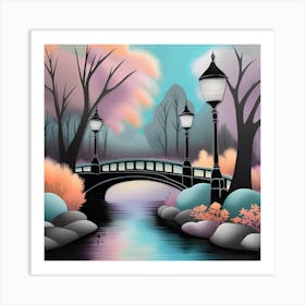 Bridge In The Park Landscape 8 Art Print