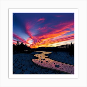 Sunset In The Mountains Art Print